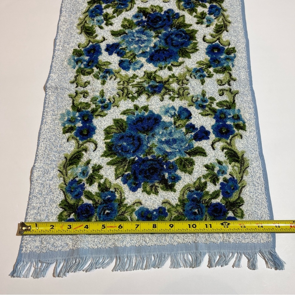 Vintage Penneys Fashion Manor Hand Towel and Washcloth Floral Blue MCM - Picture 6 of 11